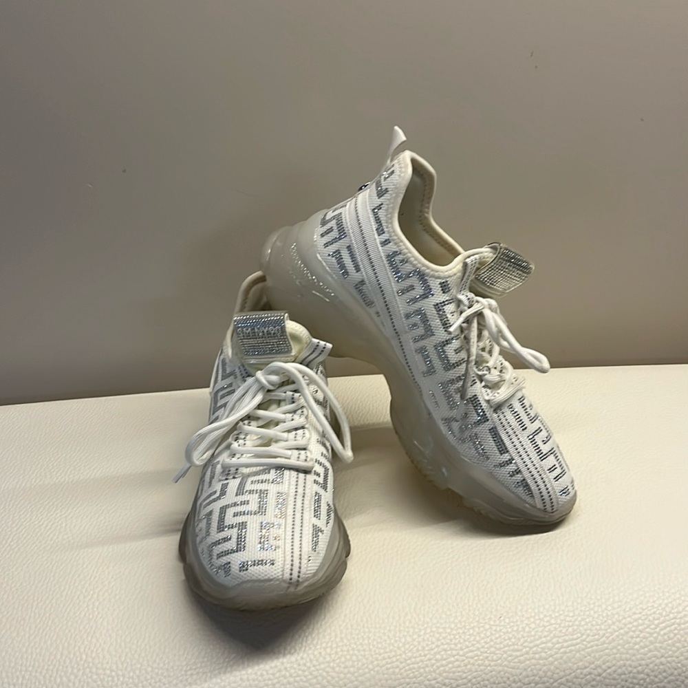 Steve Madden white gem laced sneakers